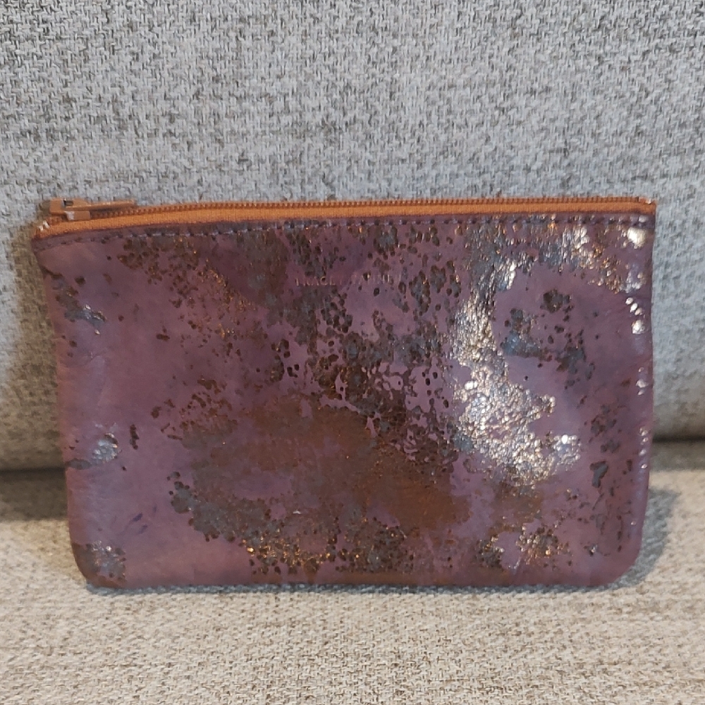 Tracey Tanner Small Zip Pouch Purple/Gold Foil Used